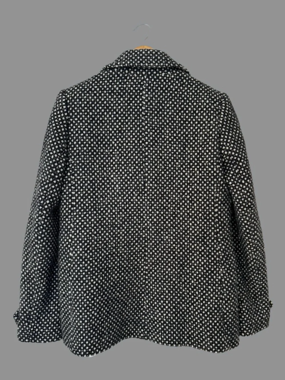 Alice + Olivia Black/ White Wool Blend Short Pea Coat L - Picture 3 of 9